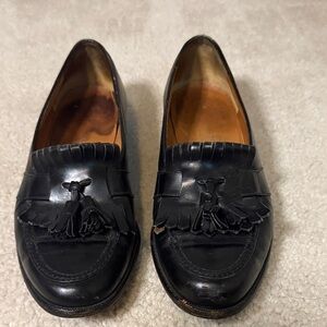 Salvatore Ferragamo Black Leather Loafers with Tassel